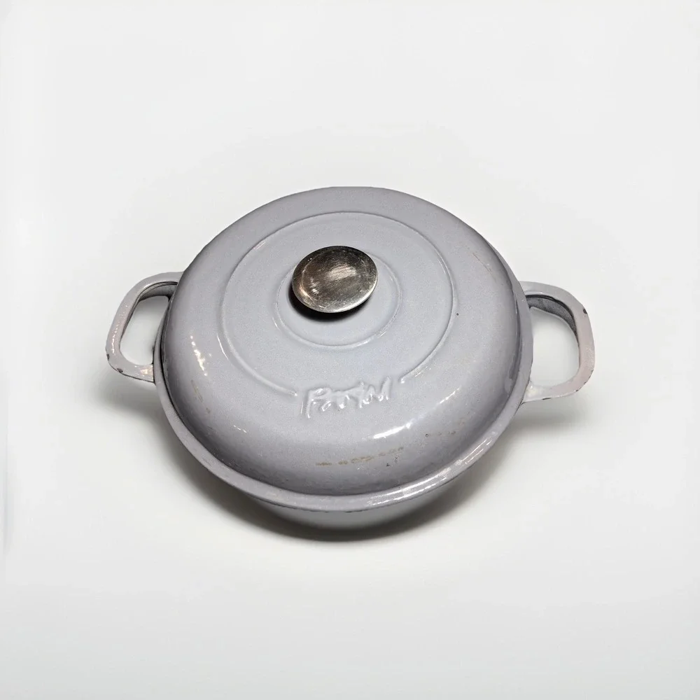 Parini Grey Enameled Cast Iron Round Braiser Casserole Dish with Lid